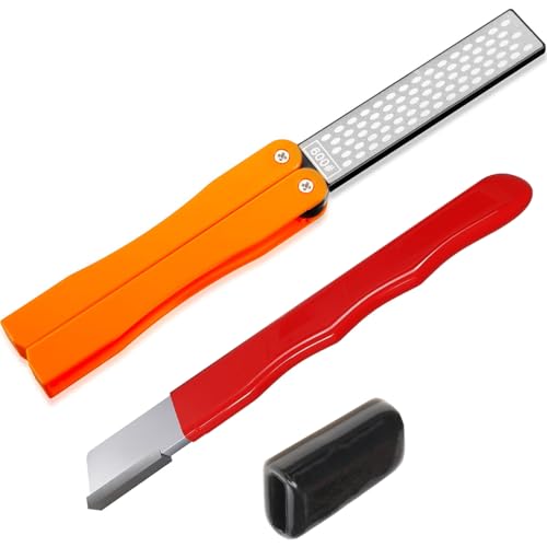 Wonglea Garden Tool Sharpener,Tungsten Carbide Sharpener & Folding Pocket Diamond Knife Sharpener