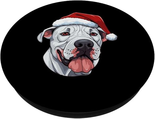 Miniatura 2 de Dogo Argentino Dog Christmas Portrait PopSockets Standard PopGrip