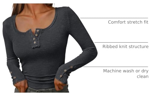 Kissfix Long Sleeve Shirts for Women Fall Winter Henley Tops