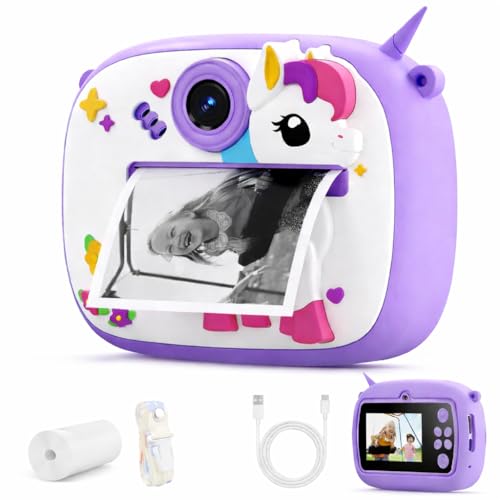 Image of Kids Instant Print Camera - Mini Digital HD Photo & Video Camcorder with Games | Fun Learning Toy for Boys & Girls Ages 4-18 | Includes 2 Print Rolls - Ideal Gift for Kids