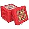 ProPik Kerstornament opbergdozen met verdelers - 5 aparte trays - ornamentenhouder - houdt 100 vakantie-ornamenten - duurzame draagtas handgrepen organizer opbergdoos (rood