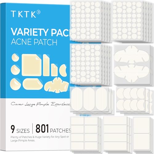 TKTK Hydrocolloid Pimple Patches All-in-One Combo Pack (9 Sizes 801 Count)