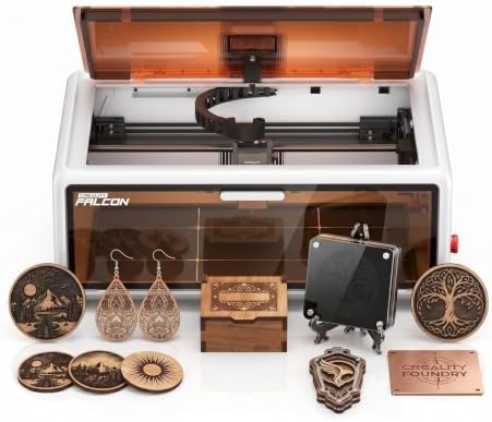 Creality Falcon A1 10W Laser Graviermaschine Weiß, Geschlossener Laser Cutter mit HD-Kamera & intelligenter Materialerkennung, 600mm/s CoreXY Lasergravierer für 6mm Holz Acryl, 381