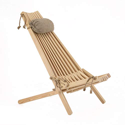 Preisvergleich Produktbild Eco Furn EcoChair Skandinavischer Gartenstuhl Holz Lärche Natur mit Nackenkissen