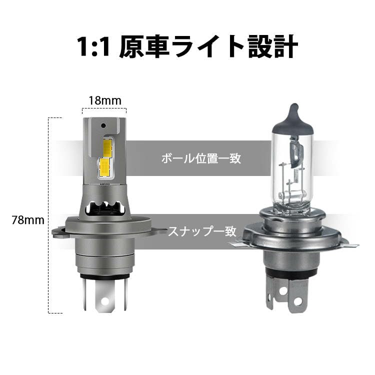 Amazon | スーパーブライト H4 LED ヘッドライト 明るく濃い 黄色