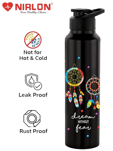Image of NIRLON Classic Flip UV Printed Single Wall Stainless Steel Sipper Cap Water Bottle 1000ml (Dream Catcher)