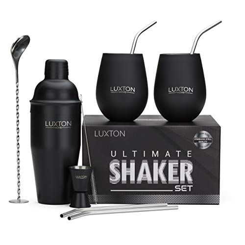 Luxton Home Ultimate Cocktail Shaker Set - Men's Gift - Matte Black