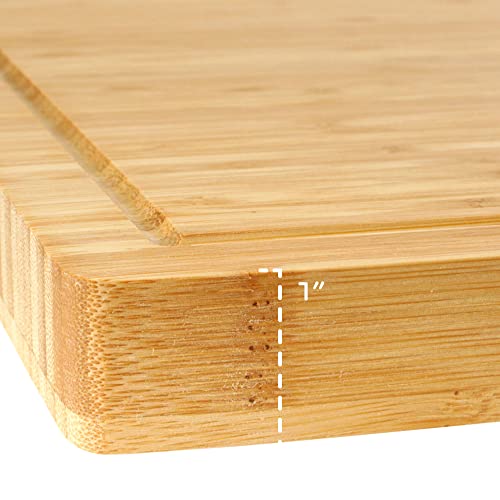 Bamboomn Heavy Duty Premium Bamboo Cutting Board - Vertical Cut - Grooved - 24" X 12" X 1" #TOP3
