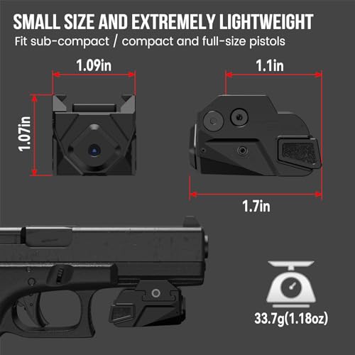 Votatu H6L-R Ultra Compact Pistol Red Laser Sight, Rechargeable Sub-Compact Red Dot Laser Beam with Handgun Rail Locating Keys for Glock, 1913 Picatinny, Sig P320, Beretta 90two, S&W 99 and S&W TSW - Thumbnail 5