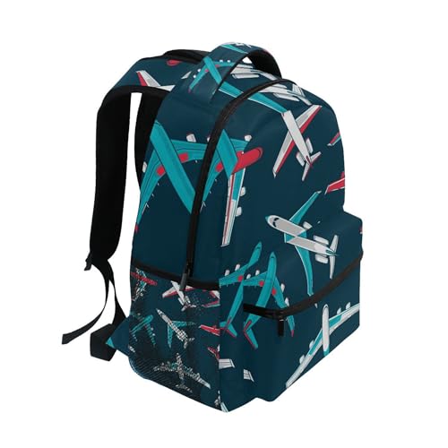 Airplanes Pattern Backpack for Boys Girls, Kids Bookbag Laptop Tablet Travel School Bag with Name Tag2