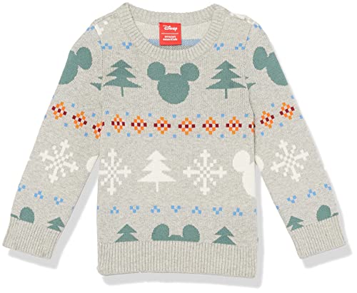 Amazon Essentials Disney | Marvel | Star Wars | Princess Toddler Girls Crewneck Cotton Sweater Mickey Fair Isle - Girls 2T