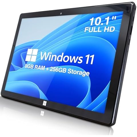 Fusion5 10.1" Windows 11 Tablet PC - FWIN232 Plus Ultra Slim Tablet Computer - 8GB RAM, Full HD 10 Inch Display, 5G WiFi, Quad-Core CPU, USB 3.0, Micro HDMI, Dual Cameras, Bluetooth Cover