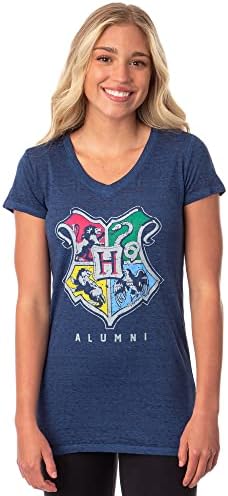 Camiseta feminina Harry Potter Hogwarts Crest Alumni gola V Burno...