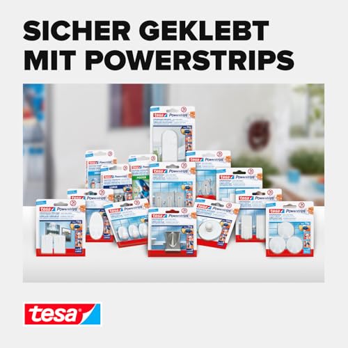 tesa Powerstrips Deckenhaken - Selbstklebender, drehbarer Haken in Weiß zum Aufhängen von Decken-Dekoration - Mit tesa Powerstrips Large - Bis zu 500 g Halteleistung