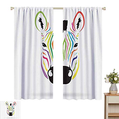 Animal Decor Room Darkening Curtains for Bedroom Colorful Exotic Zebra Abstract Artwork Print