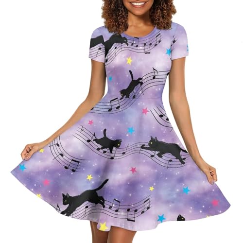 Image of AFPANQZ Womens Casual Summer Lightweight Vintage Dress Short Sleeve Midi Dress Knee-Long Luxury Formal Dress