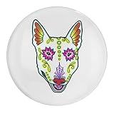 Ethnic Tribal Dog Head Fashion Round Glass Refrigerator Stickers Durable Strong Magnetic Fridge Deco