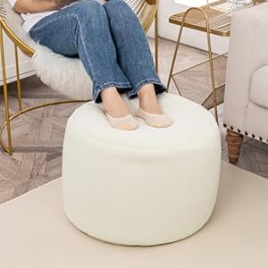 Round Pouf Ottoman 20" x 20" x 14"Inches Boho Poof Home Decor Floor Pouffe Ottoman Foot Rest for Couch Sofa Bean Bag Ottoman Chairs Living Room Bedroom (Ivory) Round Pouf Ottoman 20 x 20 x 14Inches Boho Poof Home Decor Floor Pouffe Ottoman Foot Rest for Couch Sofa Bean Bag Ottoman Chairs Living Room Bedroom Ivory