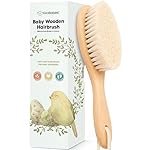 Wooden Baby Hair Brush - Cradle Cap Baby Brush with Soft Goat Bristles, Perfect Gentle Scalp Newborn Comb for Infant, Girls, Boys, Bath Essentials (Walnut, Oval)