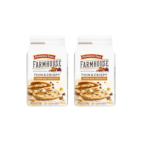 Image of Pepperidge Farm Farmhouse Thin & Crispy Toffee Milk Chocolate Cookies, 6.9 Ounce Bag (Pack of 2)