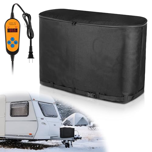 Aurelema Dual 20LB Propane Tank Heater Blanket Thermostat Control (41-122°F) and Timer Function, Waterproof & UV Resistant, Heated & Protection, Propane Tank Wamer for RV Camping