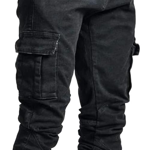 Cargo Jeans for Men Jogger Slim Fit Stretch Skinny Jean Straight Leg Comfort Flex Waist Pants Summer Trend Trouser3