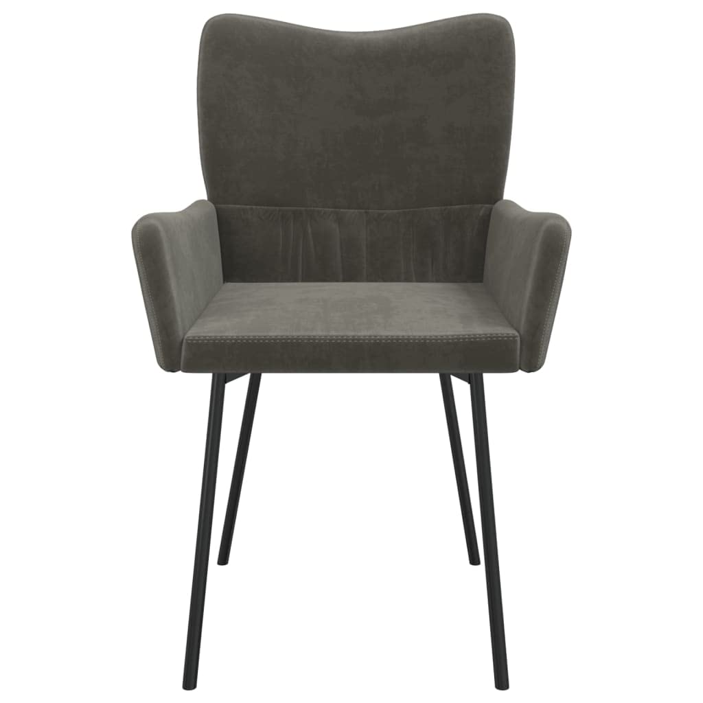 Krzesła do jadalni, 2 szt., ciemnoszare, aksamitne, z metalową ramą, ergonomicznie wyściełane, wygodne siedzisko i podłokietnik, do kuchni, salonu, biura, trwałe i łatwe w utrzymaniu