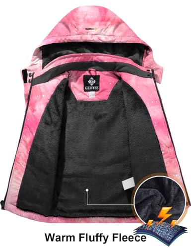 Image of GEMYSE Girl's Waterproof Ski Snow Jacket Hooded Fleece Lined Windproof Winter Jacket