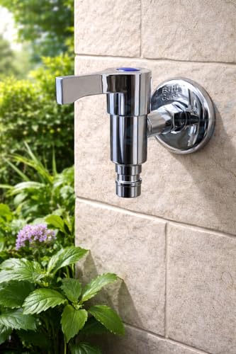 Image of BATH GURU Washing Machine Tap | Durable Wall Mounted Zinc Faucet with Ergonomic Plastic Handle | Sleek Chrome Finish Water Tap for Bathroom & Garden | Reliable Nozzle Tap for Home Use