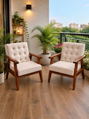 Arm Chair Set of 2 for Living Room | Upholstered Lounge Chairs wi...