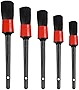 Amiss 5 Pieces Car Detailing Brush Set, Car Interior Cleaning Kit, Different Sizes Automotive Detail Brushes Perfect for Cleaning Wheels, Engine, Emblems, Air Vents, Leather, Dashboard, Trim(Black)