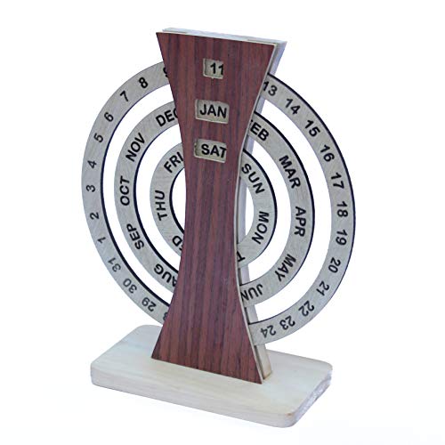 IVEI Rotating Perpetual Calendar/Wooden Forever Calendar/Never Ending Calendar, Wooden Calendar, Corporate Gift
