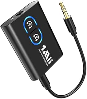1Mii Bluetooth 5.2 Transmitter Receiver for TV to Wireless Headphones, Dual Link AptX Adaptive/Low Latency/HD Audio, Aux Bluetooth Audio Receiver Adapter for Home Stereo, Airplane, Boat, Gym