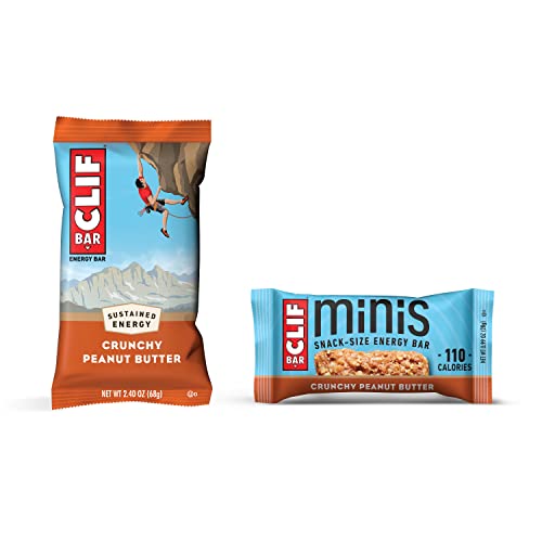 Clif Bar - Crunchy Peanut Butter Pack - 10 Full Size and 10 Mini Energy Bars - Made with Organic Oats - Plant Based - Vegetarian - Kosher (2.4oz and 0.99oz Protein Bars, 20 Count) Amazon Exclusive