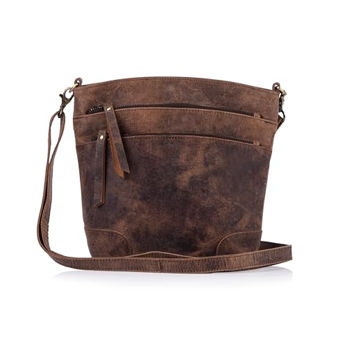 Image of Leather Crossbody Bag for women purse tote ladies bags satchel travel tote shoulder bag, Distressed Tan, Large