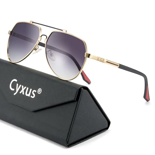 Image of Cyxus Classic Aviator Sunglasses Polarized 100% UV Protection Men Spring Temples Driving 1048