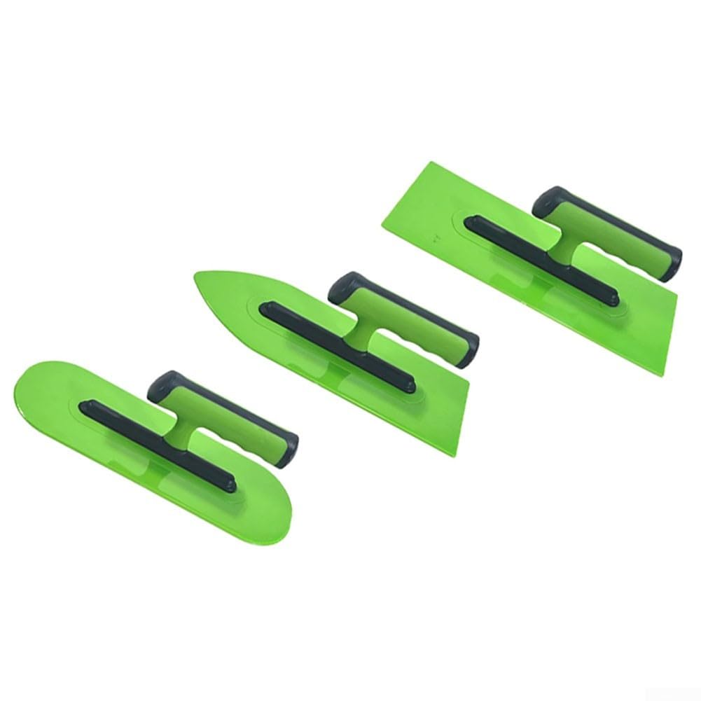 Raschietto per cemento per muratura e muratura, set di 3 cazzuole in plastica per intonacatura leggera, applicazione di stucco e levigatura, 25 cm, verde