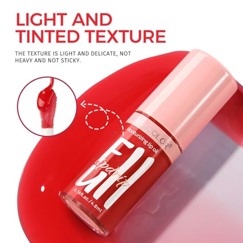 Moisturizing Lip Oil, No-Sticky Tinted Lip Gloss for Dry Lips Lip Balm Lip Care, Shiny and Vegan Tinted Lip Gloss 0.16OZ - 03 APHRODITE - Image 6