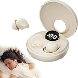 sunvito Sleep Earbuds for Side Sleepers Silicone, Mini Casque sans Fil Bluetooth 5.3, Ecouteur Invisibles avec Affichage de Puissance, Casque Sommeil pour l'exercice, Le Travail, la Randonnée(Beige)