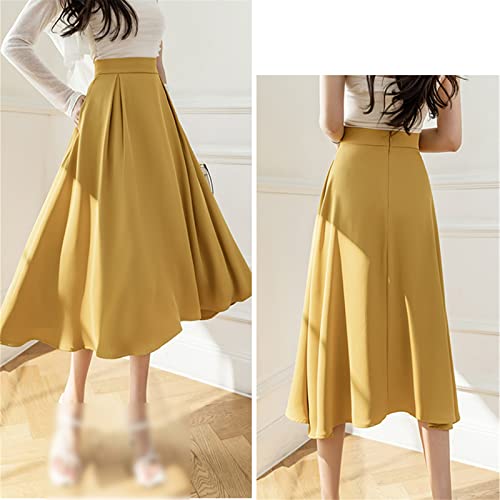 Jupe d'été plissée ample ajustée en taille 44 jaune - 3