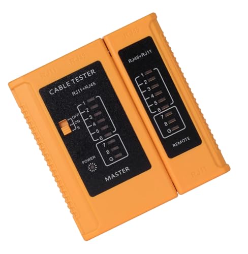 FARLINK RJ45 RJ11 Network Cable Tester,Ethernet Tester,Multi Function LAN Wire Ethernet Cable Tester & Telephone Line Test Tool with LED Display for Cat5/Cat6/Cat7 (Orange)