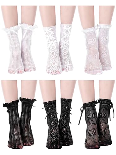 Women Casual Ruffle Ankle Socks Lace Breathable Thin Cool Frilly Sock