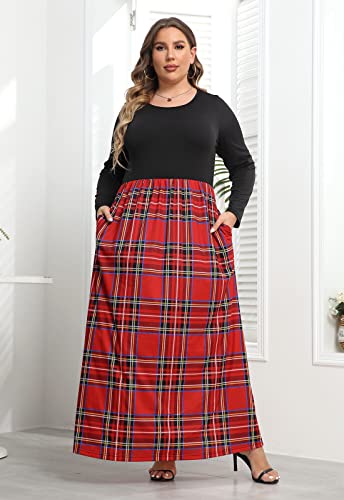 Image of Nemidor Women Plus Size Casual Maxi Dress Long Fall Pockets