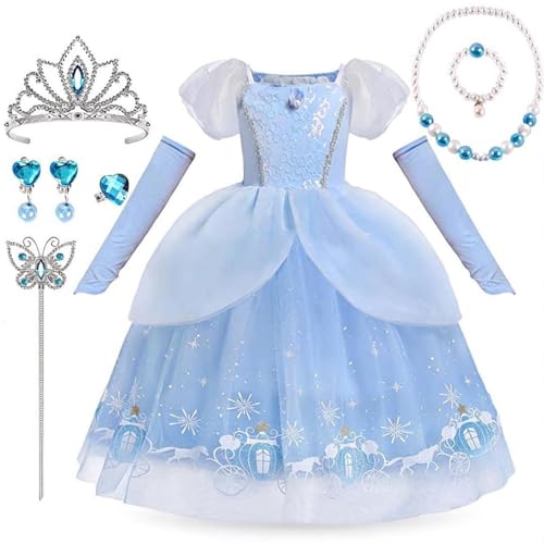 COLOR PRINCE Princess Costumes for Girls Blue Fairy Tale Fancy Dress Up & Accessories Sparkly Party Gown for Halloween Birthdays & World Book Day - Age 2 to 3