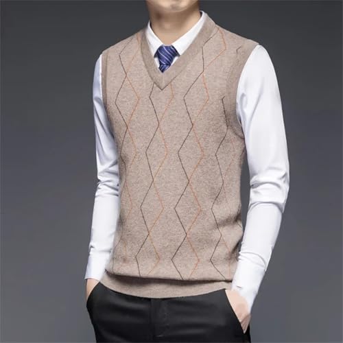 Men's Autumn and Winter Men's Solid Wool Casual Loose V-Neck Light Business Solid Color Warm Vest4