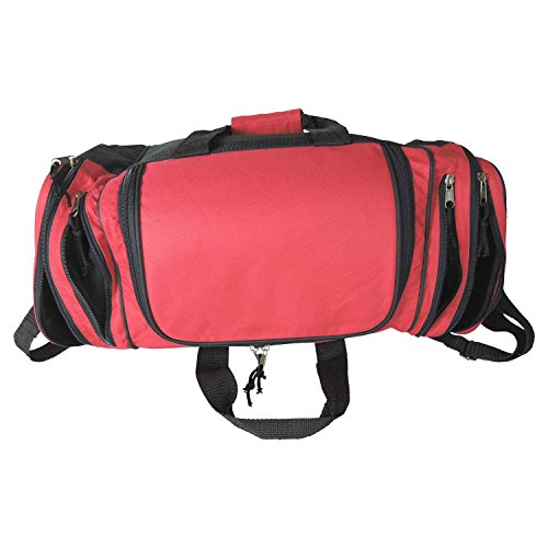 Dalix 20 Inch Sports Duffle Bag with Mesh and Valuables Pockets, Red