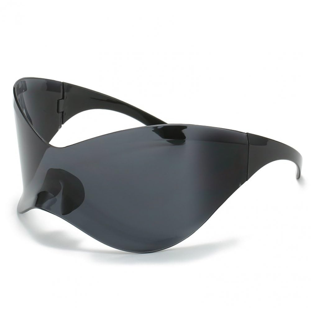 Fituenly Rimless Oversized Wrap Around Sunglasses for Women Men, Futuristic Sunglasses Y2k Fashion Eye Glasses Trendy Shades
