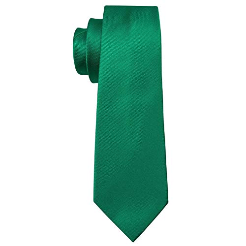 Image of Barry.Wang Plain Men Silk Ties Extra Long Satin Necktie for Wedding Business Handkerchief Cufflinks Set Solid Colors
