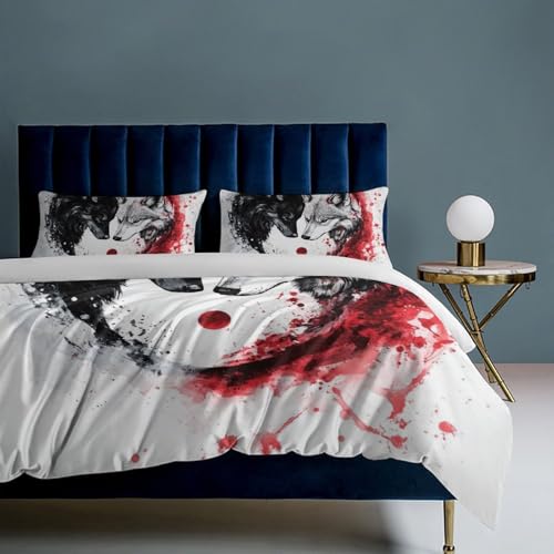 Juego de ropa de cama de 3 piezas microfibra suave diseño animales lobo 8