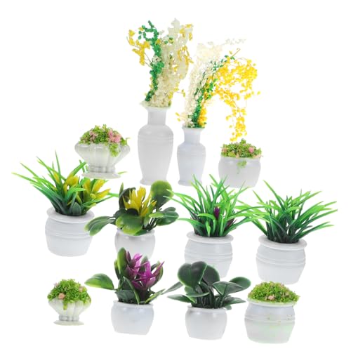 BIUDECO 13個 ミニチュアドールハウス植物 種 ミニ鉢植え 模型 フェイクグリーン 装飾用 丈夫な製 向け景観ミニチュアガーデ ランダムカラー